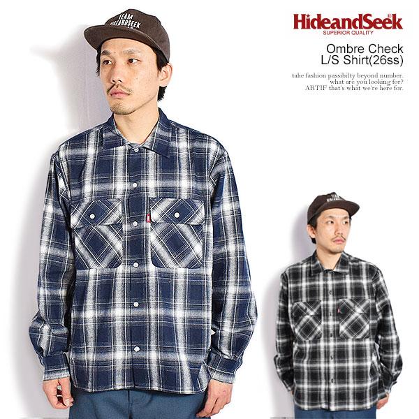 HIDE AND SEEK ハイドアンドシーク Ombre Check L/S Shirt(26ss)