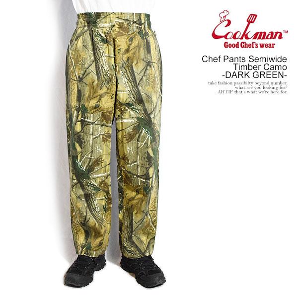 COOKMAN クックマン Chef Pants Semiwide Timber Camo -DARK GREEN