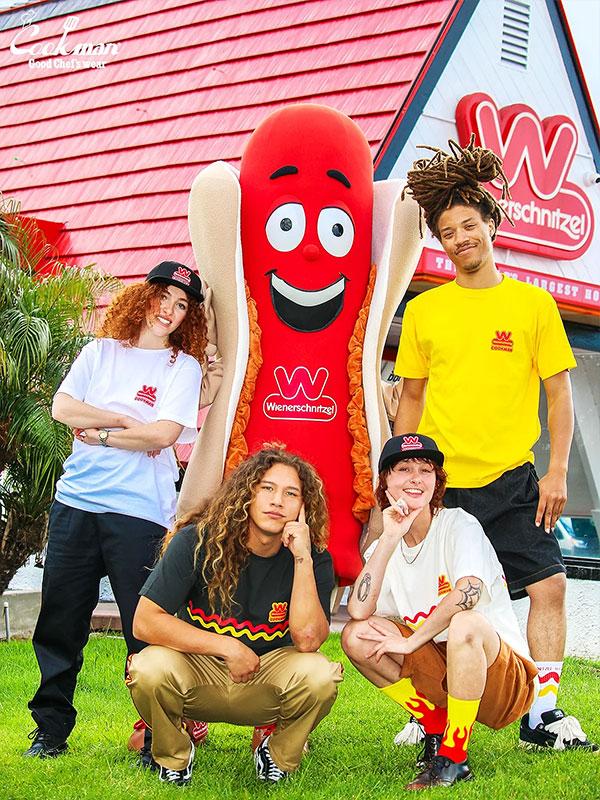 COOKMAN クックマン Rib Crew Socks Wienerschnitzel Flame -RED