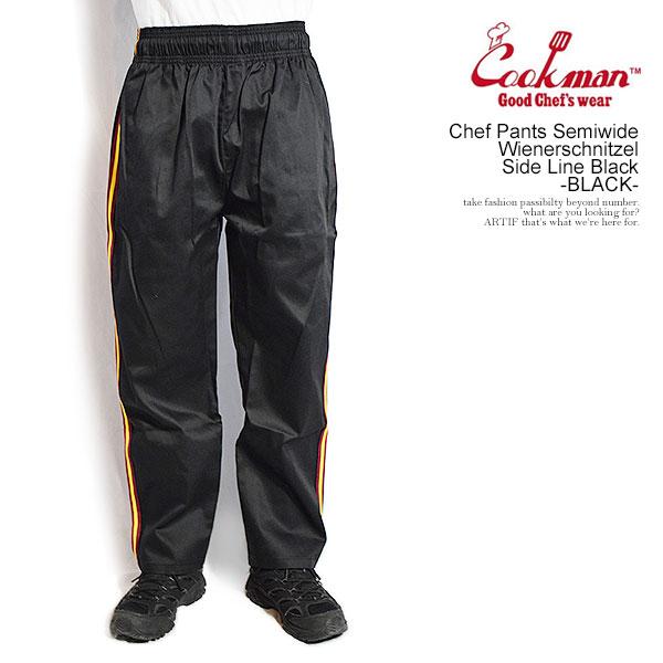 チキンマンブラックXL COOKMAN クックマン Chef Pants Semiwide Wienerschnitzel Side Line