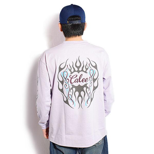 CALEE キャリー VINTAGE TYPE FLAME LOGO PINSTRIPING L/ S TEE