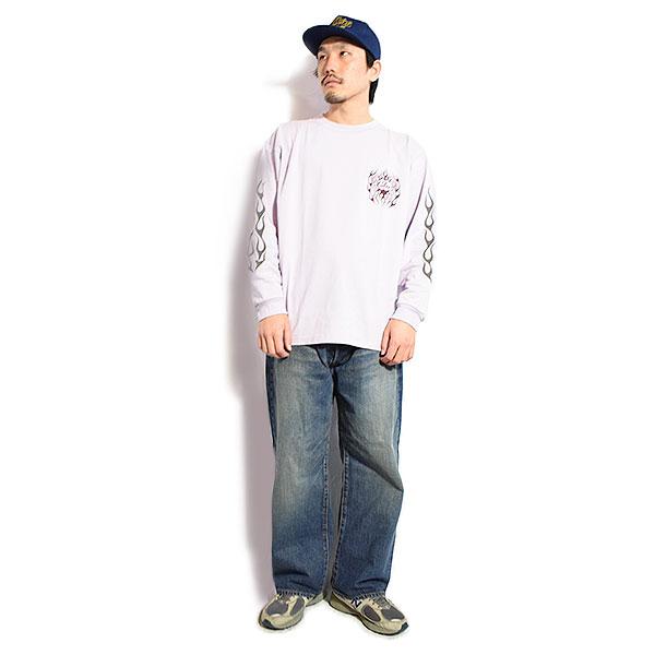 CALEE キャリー VINTAGE TYPE FLAME LOGO PINSTRIPING L/ S TEE