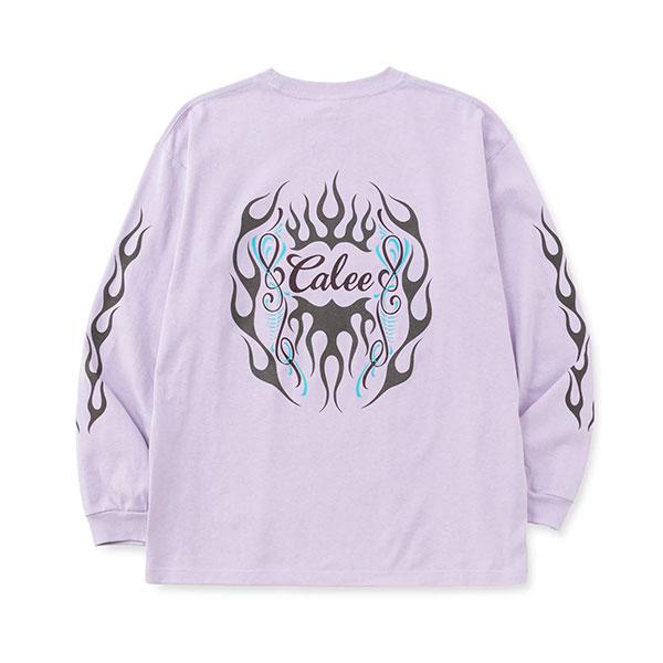 CALEE キャリー VINTAGE TYPE FLAME LOGO PINSTRIPING L/ S TEE