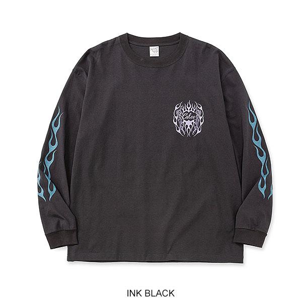 CALEE キャリー VINTAGE TYPE FLAME LOGO PINSTRIPING L/ S TEE