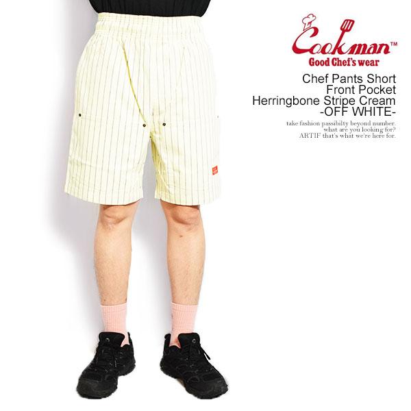 COOKMAN クックマン Chef Pants Short Front Pocket Herringbone