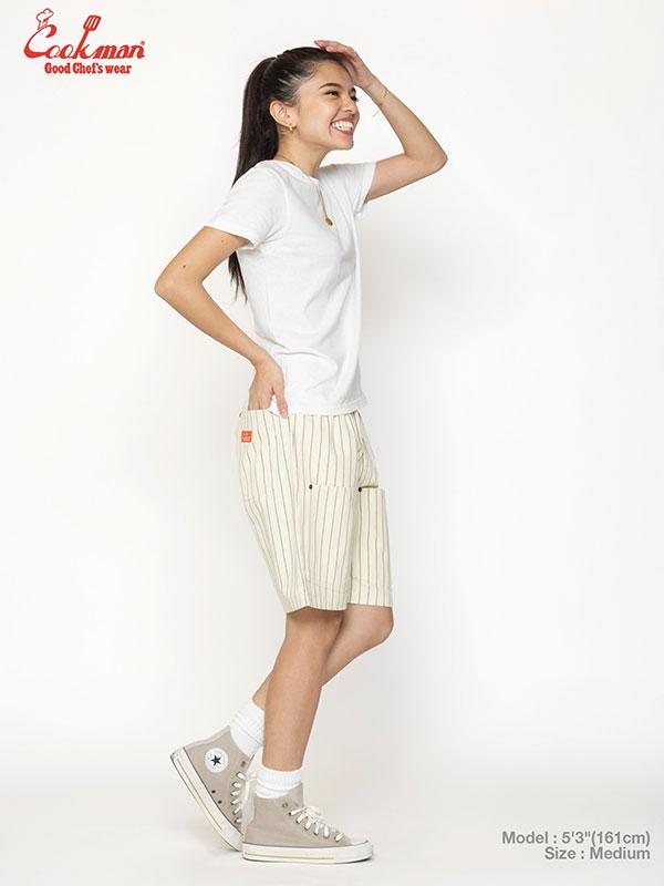 COOKMAN クックマン Chef Pants Short Front Pocket Herringbone