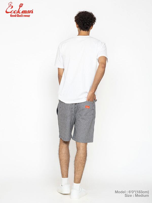 COOKMAN クックマン Chef Pants Short Front Pocket Hickory Black