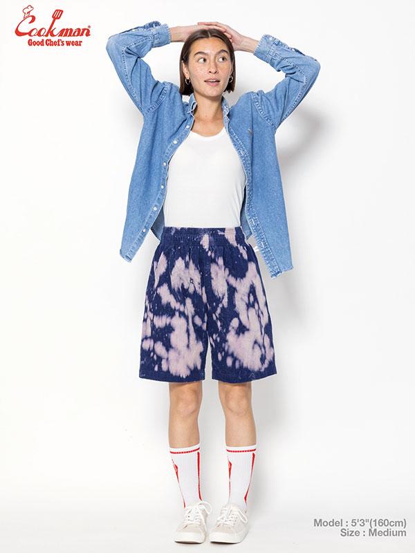 COOKMAN クックマン Chef Pants Short Corduroy Bleach Navy -NAVY