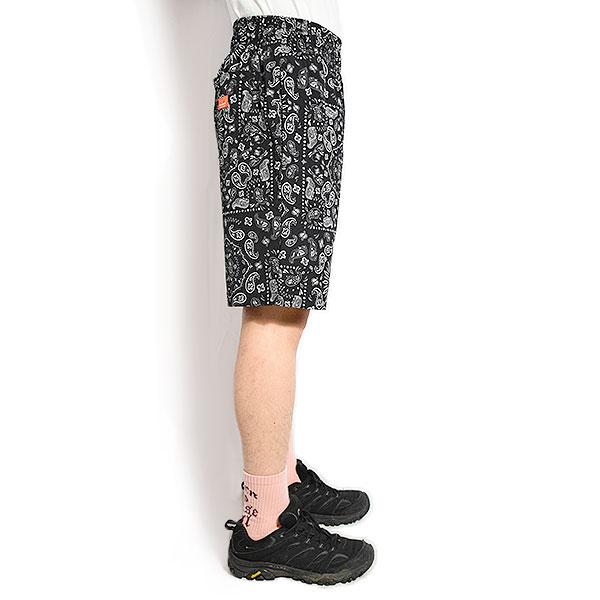 COOKMAN クックマン Chef Pants Short Light Paisley Black -BLACK
