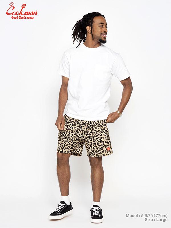 COOKMAN クックマン Chef Pants Short Light Leopard Beige -BEIGE