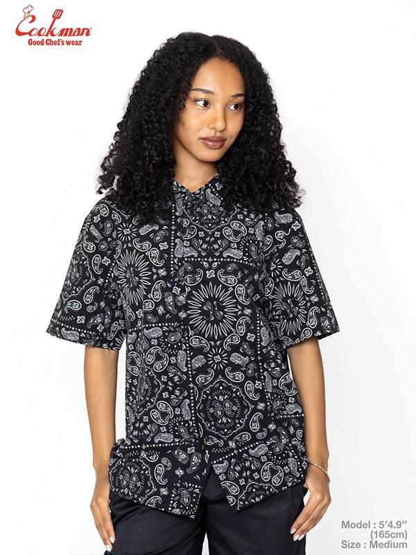 COOKMAN クックマン Work Shirts Short Sleeve Light Paisley Black
