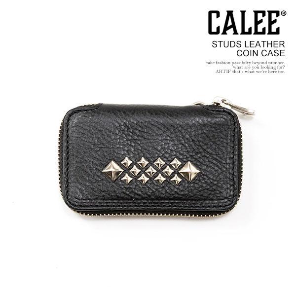 CALEE キャリー STUDS LEATHER COIN CASE