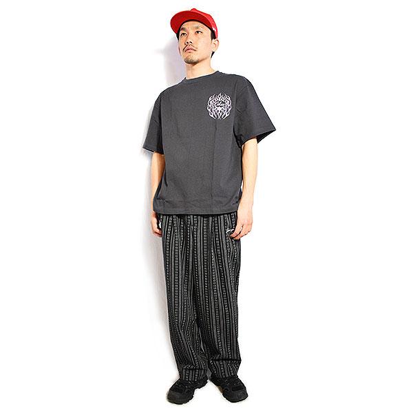 CALEE キャリー VINTAGE TYPE FLAME LOGO PINSTRIPING S/ S TEE