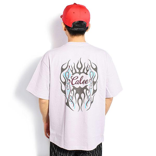 CALEE キャリー VINTAGE TYPE FLAME LOGO PINSTRIPING S/ S TEE