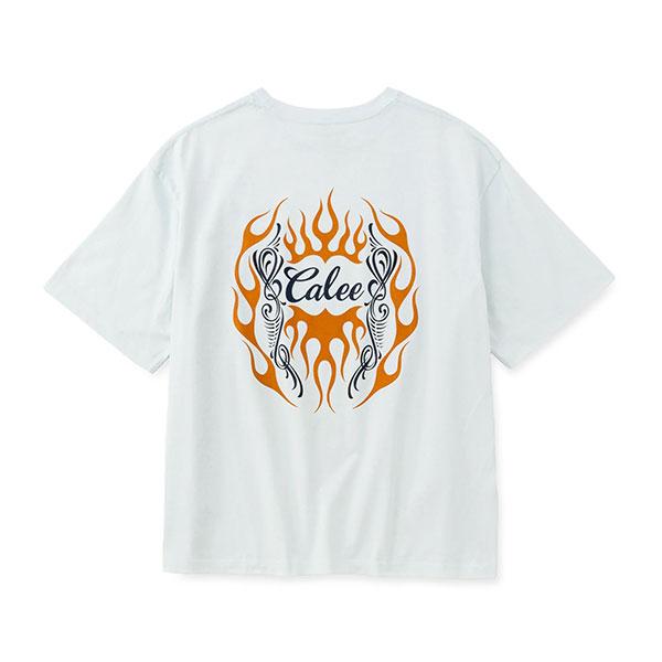 CALEE キャリー VINTAGE TYPE FLAME LOGO PINSTRIPING S/ S TEE