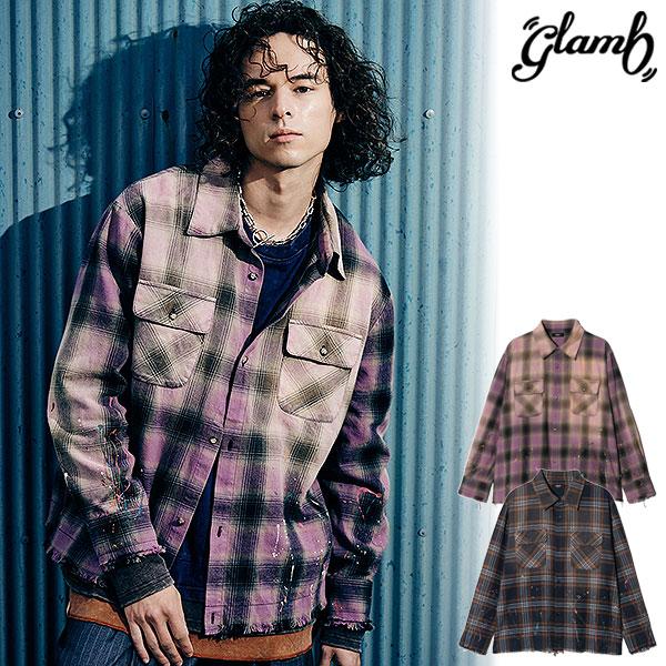 【glamb】グラフィックプリントチェックシャツ 2026 秋 先行予約 8月上旬～中旬入荷予定 glamb グラム Paint Splash