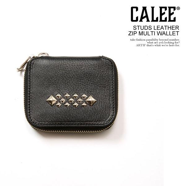 CALEE キャリー STUDS LEATHER ZIP MULTI WALLET CL-26SS015LE