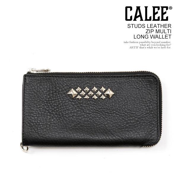 まもなく掲載終了　CALEE STUDS LEATHER LONG WALLET CALEE キャリー STUDS LEATHER ZIP MULTI LONG WALLET