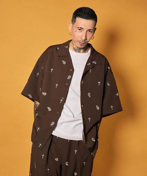 SUBCIETY サブサエティ All-over embroidered shirt