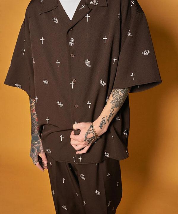 SUBCIETY サブサエティ All-over embroidered shirt