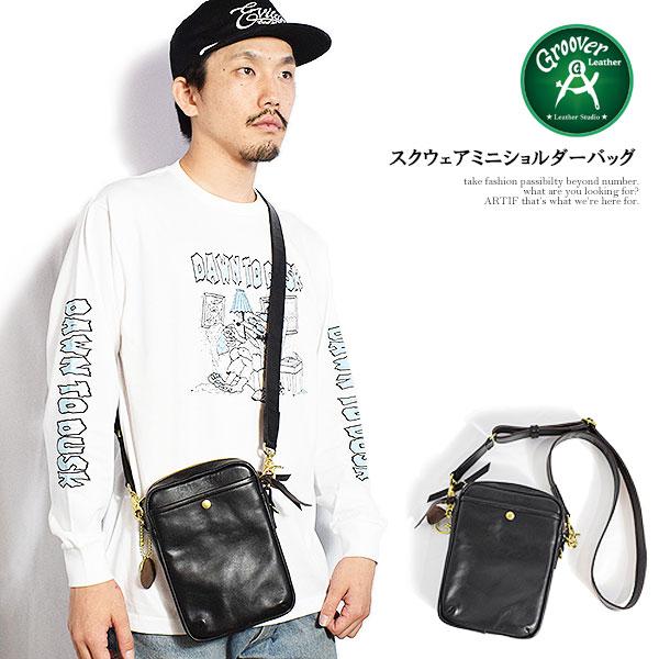 新品未使用 Groover Leather グルーバーレザー GROOVER LEATHER グルーバーレザー スクウェアミニショルダーバッグ