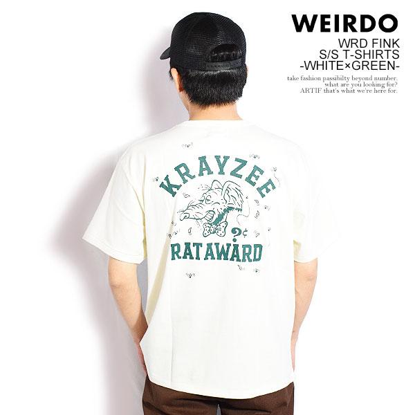 WEIRDO ウィアード WRD FINK - S/S T-SHIRTS -WHITE×GREEN-