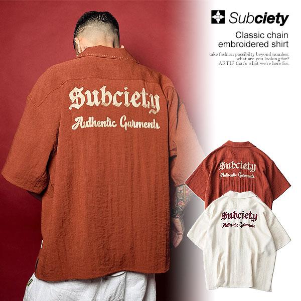 SUBCIETY サブサエティ Classic chain embroidered shirt