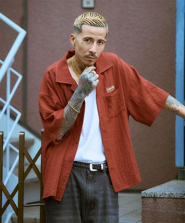 subciety ベスト　シャツ SUBCIETY サブサエティ Classic chain embroidered shirt