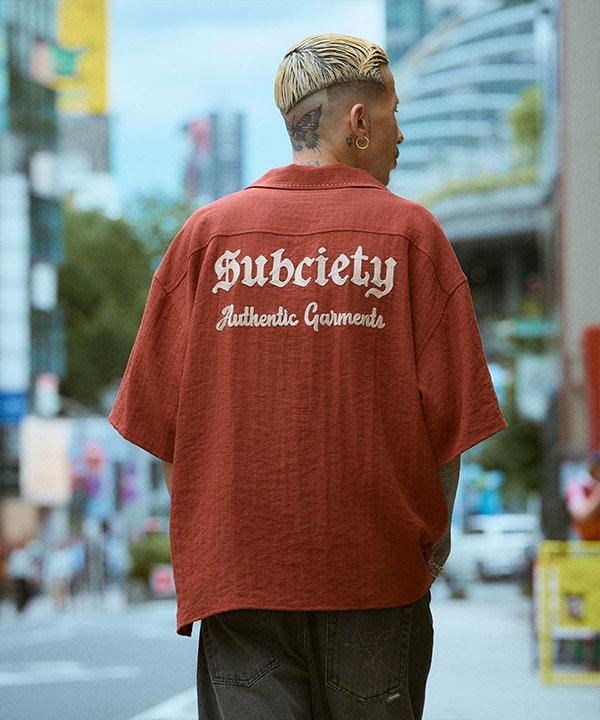 SUBCIETY サブサエティ Classic chain embroidered shirt