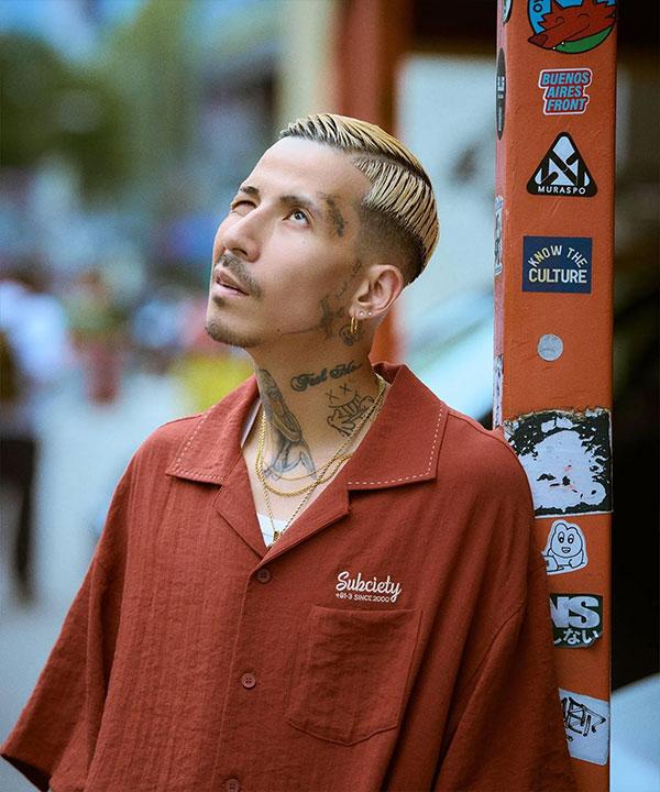 SUBCIETY サブサエティ Classic chain embroidered shirt