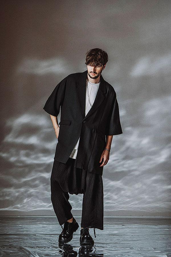 NO ID. BLACK ノーアイディー ドローストリングスサルエルトラウザーズ