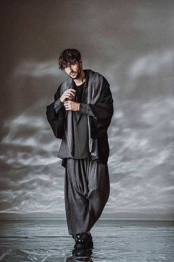 NO ID. サルエルパンツ ドローストリング NO ID. BLACK ノーアイディー ドローストリングスサルエルトラウザーズ