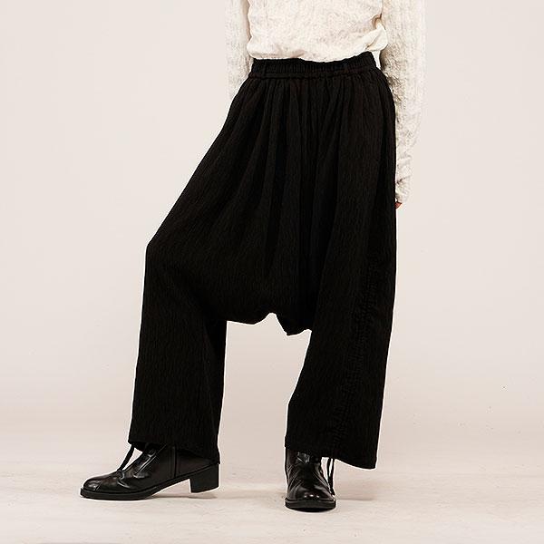 NO ID. サルエルパンツ ドローストリング NO ID. BLACK ノーアイディー ドローストリングスサルエルトラウザーズ