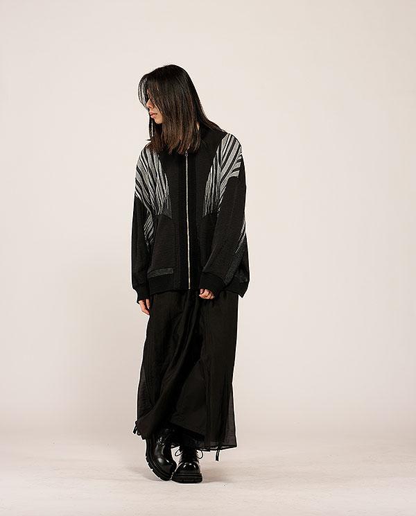 NO ID. BLACK ノーアイディー チェンジングシアーニットMA-1 BLZ