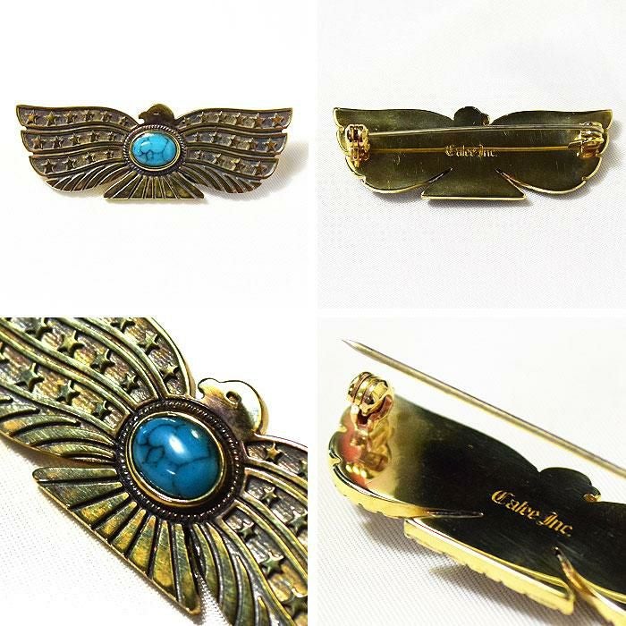 CALEE(キャリー) EAGLE TURQUOISE BROOCH -BRASS-【メンズ ブローチ