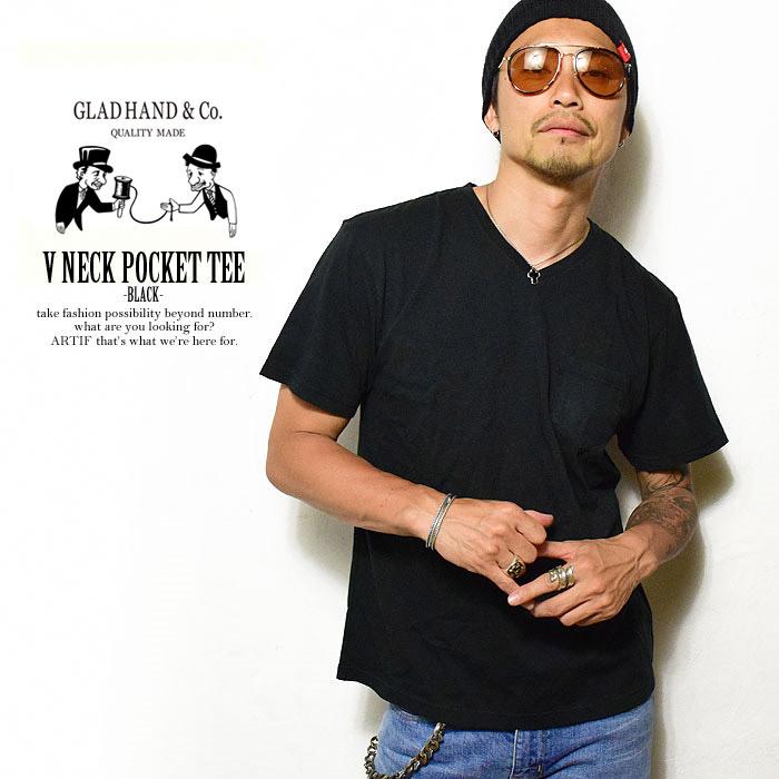 GLADHAND グラッドハンド V NECK POCKET TEE -BLACK-