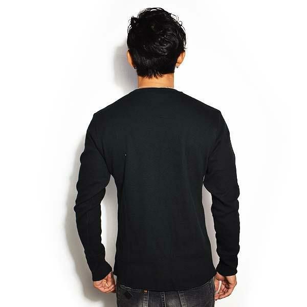 GLAD HAND グラッドハンド STANDARD WAFFLE L/S T-SHIRTS -BLACK-