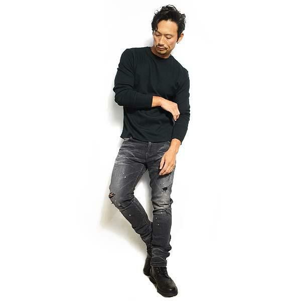 GLAD HAND グラッドハンド STANDARD WAFFLE L/S T-SHIRTS -BLACK-